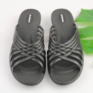 Okabashi Womens Venice Sandal Size L 9.5 - 10.5 Black Slide Comfy Beach Shoe